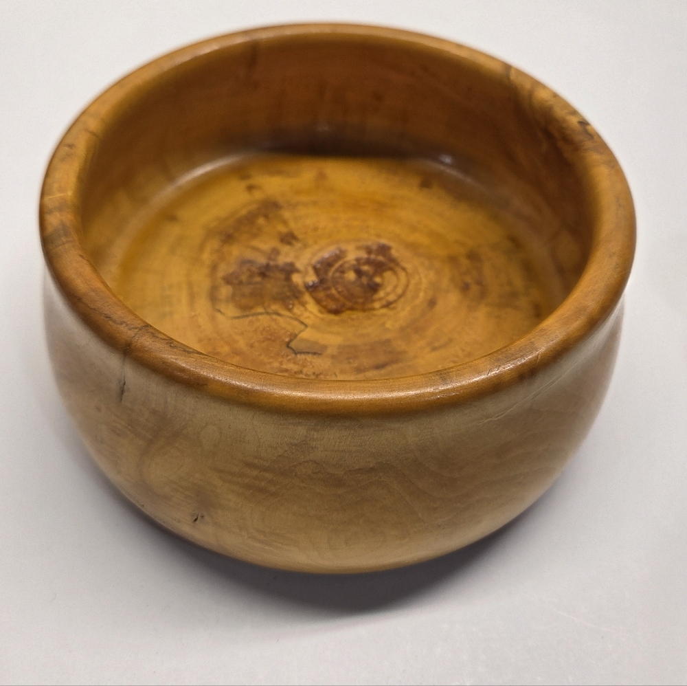 Wooden Bowl Maple Handmade Handturned Burl Wood Unique Vintage Natural Storage